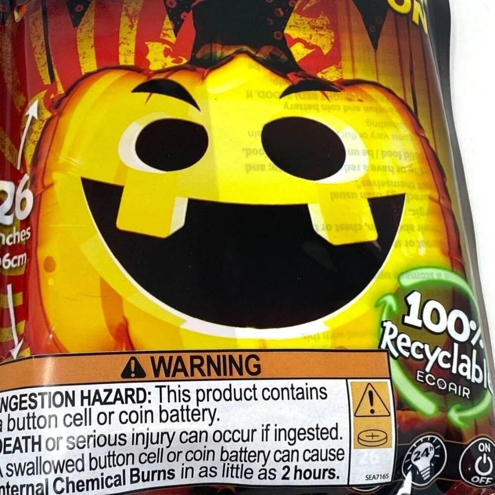 illooms LED Light Up Balloon Ecoair Giant Pumpkin Orange Halloween Party Decor
